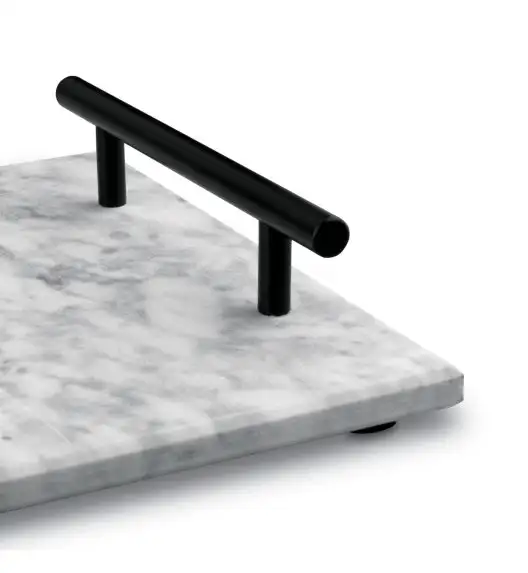 STARKE PRO Deska do serwowania przekąsek 35x20 cm / biała / marmurowa / z uchwytami