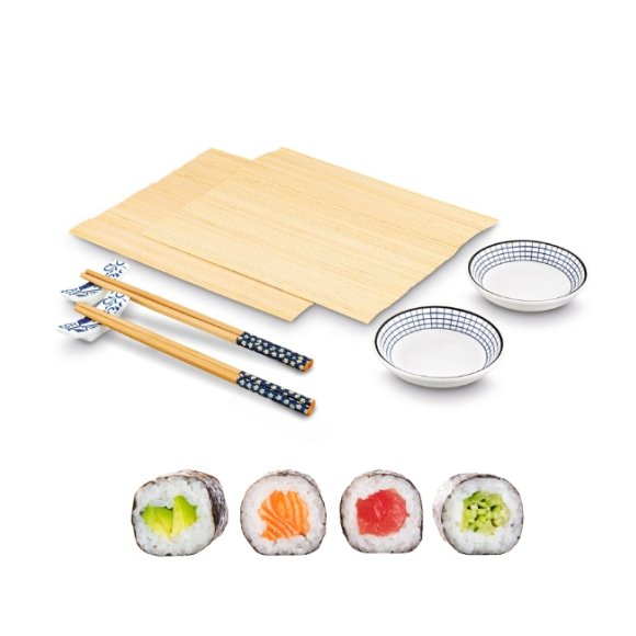 TADAR SUSHI ZESTAW 8 ELEM. 2x MISECZKA, 2x PAŁECZKI, 2x MATA BAMBUSOWA, 2x PODSTAWKA POD PAŁECZKI