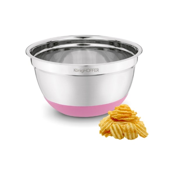 KONIGHOFFER MISKA NIERDZEWNA SATYNOWA 16X8,5CM SILIKONOWA PODSTAWA RÓŻOWA