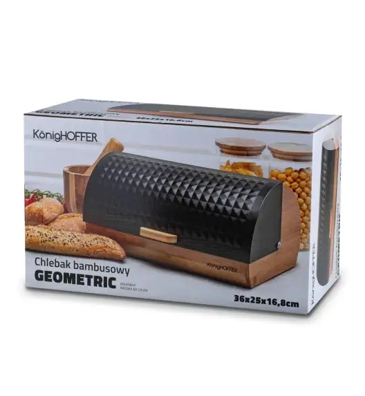 KONIGHOFFER GEOMETRIC CHLEBAK BAMBUSOWY CZARNY 36X25X16,8CM