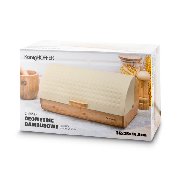 KONIGHOFFER GEOMETRIC CHLEBAK BAMBUSOWY BEŻOWY 36X25X17 CM