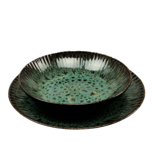 LUBIANA STONEWARE COSMOS ZIELONY | Serwis obiadowy 18 elementów dla 6 osób | odcienie zieleni | ceramika