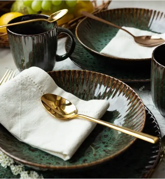 LUBIANA STONEWARE COSMOS ZIELONY | Serwis obiadowy 18 elementów dla 6 osób | odcienie zieleni | ceramika