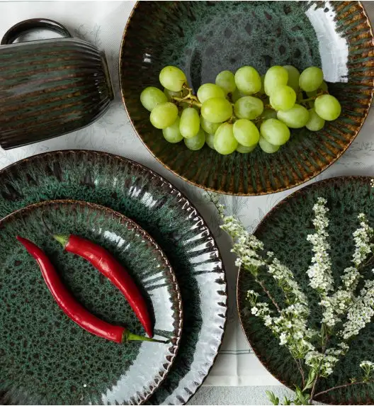 LUBIANA STONEWARE COSMOS ZIELONY | Serwis obiadowy 18 elementów dla 6 osób | odcienie zieleni | ceramika
