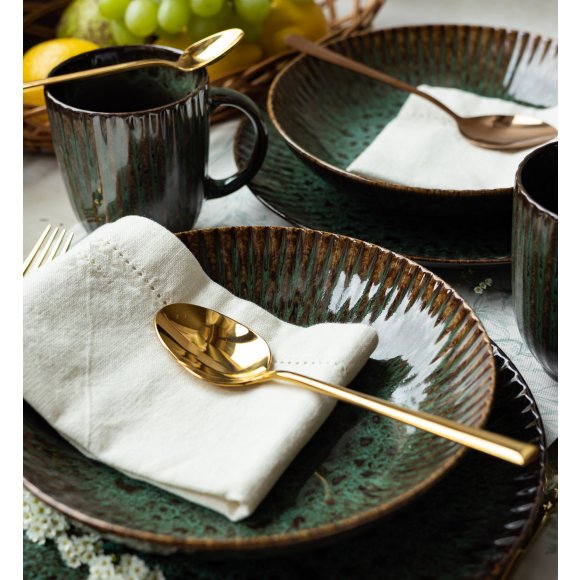 LUBIANA STONEWARE JADE ZIELONY | Serwis obiadowy 54 elementów dla 18 osób | odcienie zieleni | ceramika