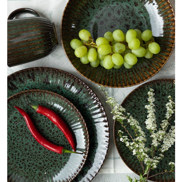 LUBIANA STONEWARE JADE ZIELONY | Serwis obiadowy 54 elementów dla 18 osób | odcienie zieleni | ceramika