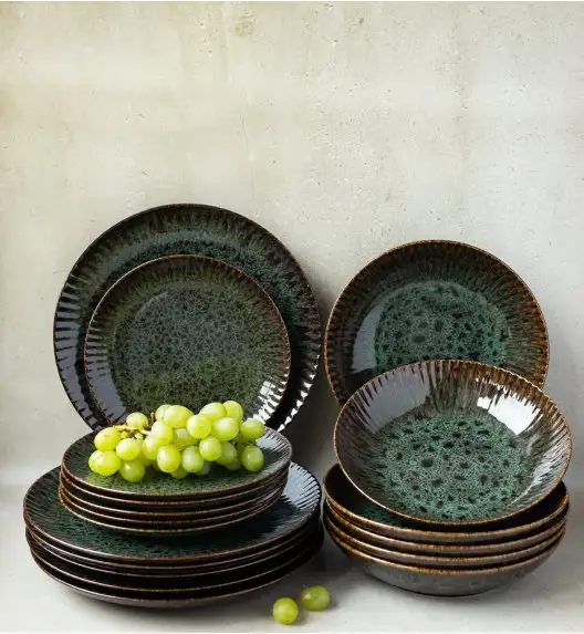 LUBIANA STONEWARE COSMOS ZIELONY | Serwis obiadowy 54 elementów dla 18 osób | odcienie zieleni | ceramika