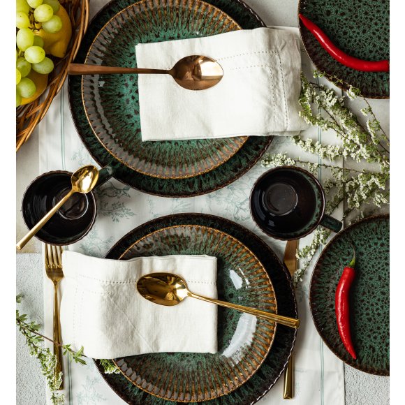 LUBIANA STONEWARE JADE ZIELONY | Serwis obiadowy 72 elementy dla 24 osób | odcienie zieleni | ceramika