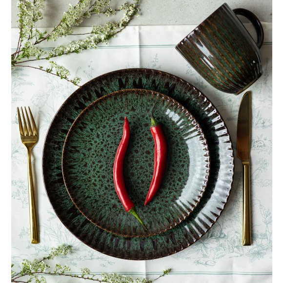 LUBIANA STONEWARE JADE ZIELONY | Serwis obiadowy 72 elementy dla 24 osób | odcienie zieleni | ceramika