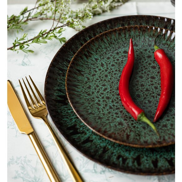 LUBIANA STONEWARE JADE ZIELONY | Serwis obiadowy 72 elementy dla 24 osób | odcienie zieleni | ceramika