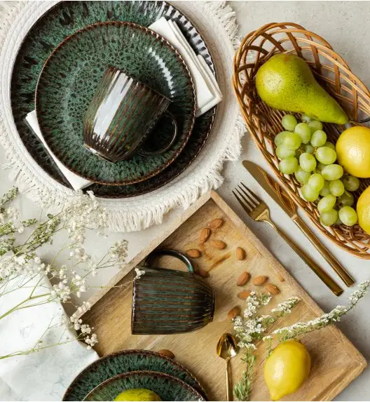 LUBIANA STONEWARE COSMOS ZIELONY | Serwis obiadowy 24 elementy dla 6 osób | odcienie zieleni | ceramika