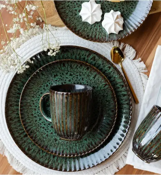 LUBIANA STONEWARE COSMOS ZIELONY | Serwis obiadowy 24 elementy dla 6 osób | odcienie zieleni | ceramika