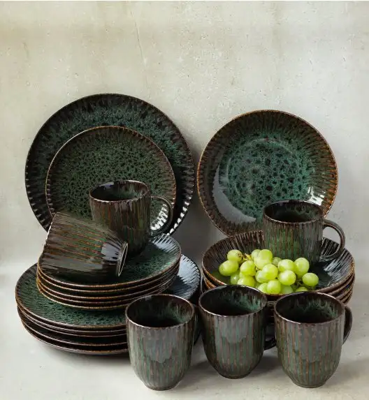 LUBIANA STONEWARE COSMOS ZIELONY | Serwis obiadowy 24 elementy dla 6 osób | odcienie zieleni | ceramika