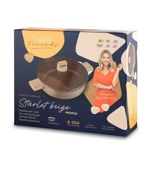 STARKE PRO STARLET PATELNIA KRÓT. UCH. Z POKRYWKĄ BEIGE 28X8CM