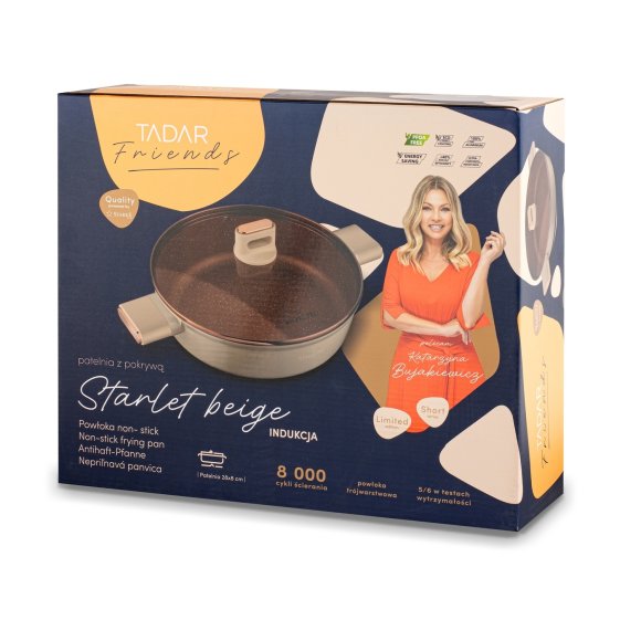 STARKE PRO STARLET PATELNIA KRÓT. UCH. Z POKRYWKĄ BEIGE 28X8CM