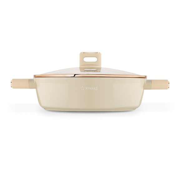 STARKE PRO STARLET PATELNIA KRÓT. UCH. Z POKRYWKĄ BEIGE 28X8CM