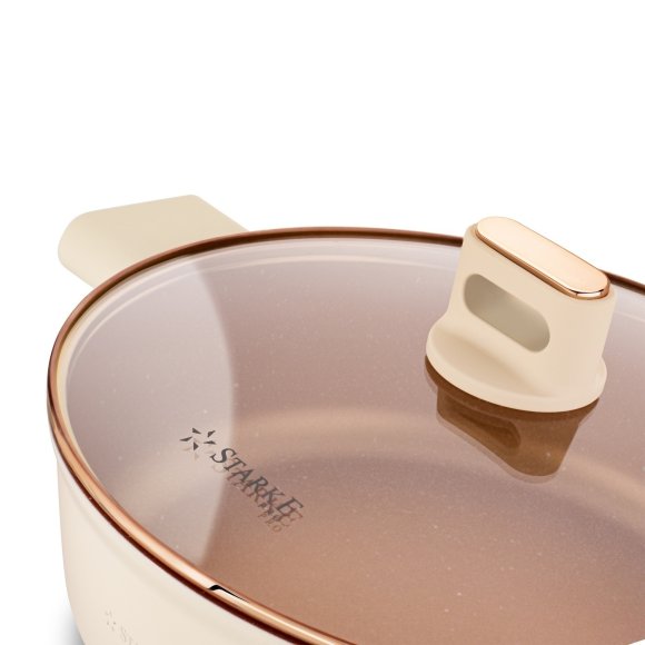 STARKE PRO STARLET PATELNIA KRÓT. UCH. Z POKRYWKĄ BEIGE 28X8CM