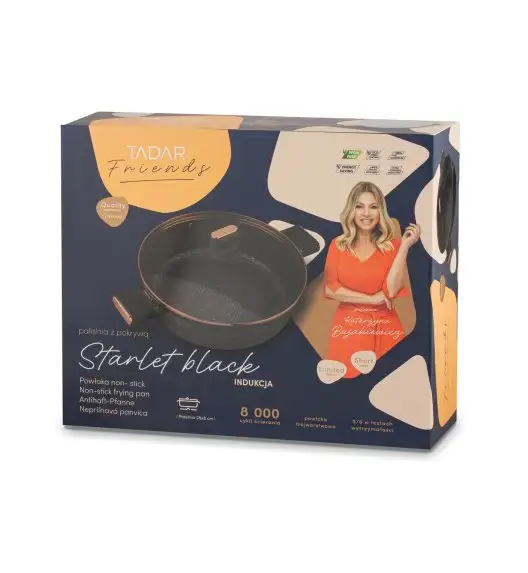 STARKE PRO STARLET PATELNIA KRÓT. UCH. Z POKRYWKĄ BLACK 28X8CM