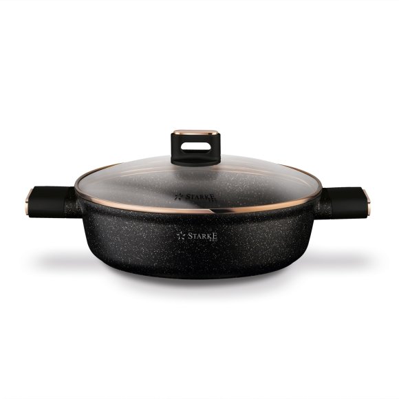 STARKE PRO STARLET PATELNIA KRÓT. UCH. Z POKRYWKĄ BLACK 28X8CM