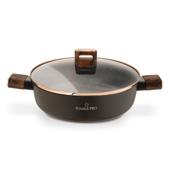 STARKE PRO STARLET PATELNIA KRÓT. UCH. Z POKRYWKĄ BROWN 28X8CM