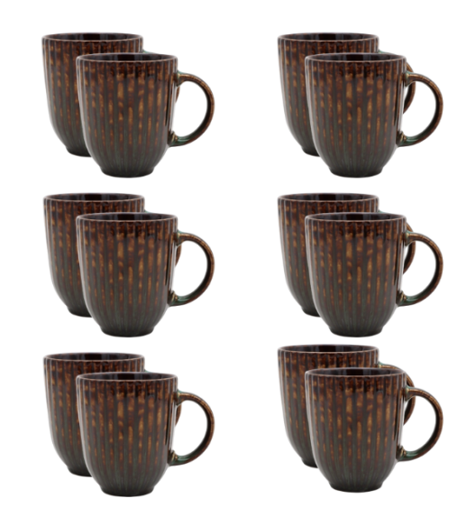 LUBIANA STONEWARE CERAMIC | JADE - BRONZE | Kubek 350 ml x 12 SZTUK | ceramika