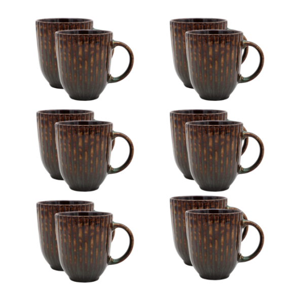 LUBIANA STONEWARE CERAMIC | JADE - BRONZE | Kubek 350 ml x 12 SZTUK | ceramika