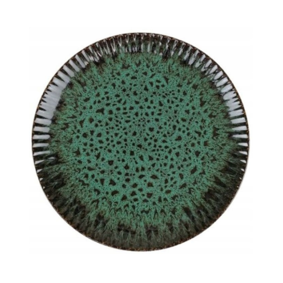 LUBIANA STONEWARE COSMOS ZIELONY / Talerz obiadowy 27 cm / odcień zieleni