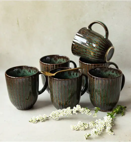 LUBIANA STONEWARE CERAMIC | JADE - COSMOS ZIELONY | Kubek 350 ml x 6 SZTUK | ceramika