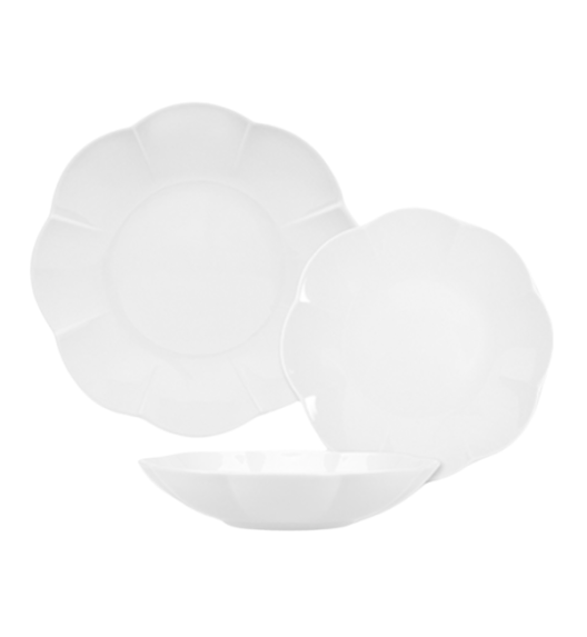 LUBIANA NAOMI Serwis obiadowy 6 osób / 18 elementów | biała porcelana