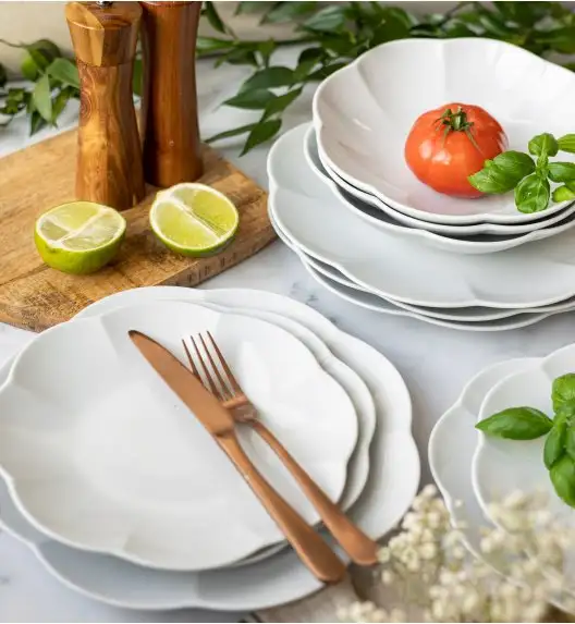 LUBIANA NAOMI Serwis obiadowy 6 osób / 18 elementów | biała porcelana