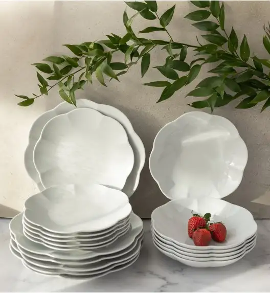 LUBIANA NAOMI Serwis obiadowy 6 osób / 18 elementów | biała porcelana