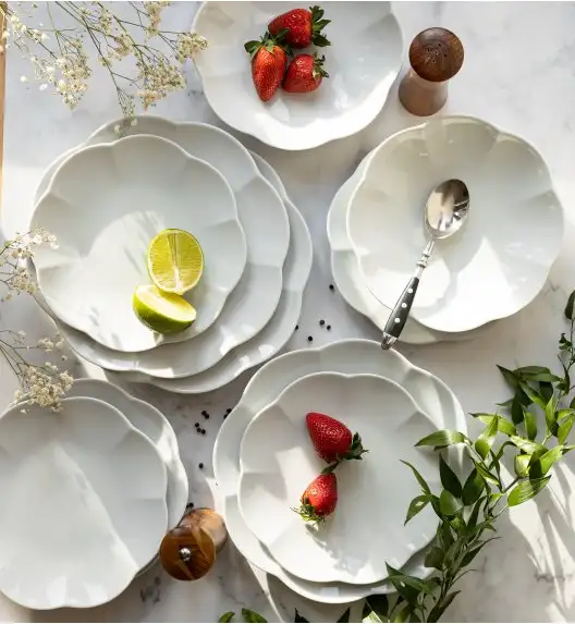 LUBIANA NAOMI Serwis obiadowy 6 osób / 18 elementów | biała porcelana