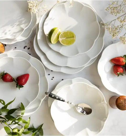 LUBIANA NAOMI Serwis obiadowy 6 osób / 18 elementów | biała porcelana