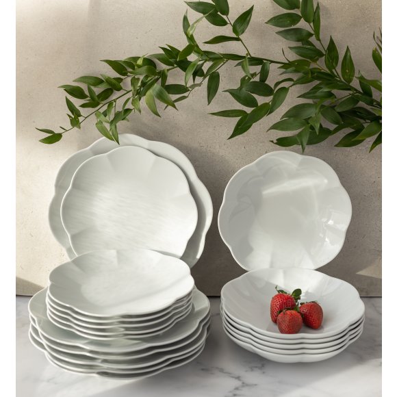 LUBIANA NAOMI Serwis obiadowy 12 osób / 36 elementów | biała porcelana