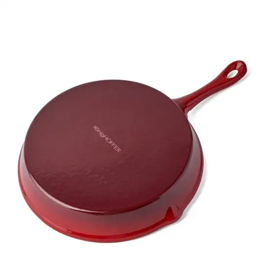 KONIGHOFFER PATELNIA ŻELIWNA EMALIOWANA OKRĄGŁA WIŚNIOWA 24X4,5CM