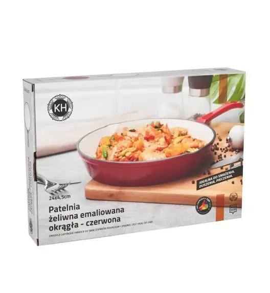 KONIGHOFFER PATELNIA ŻELIWNA EMALIOWANA OKRĄGŁA WIŚNIOWA 24X4,5CM