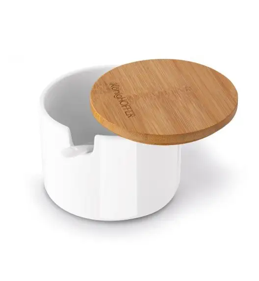 KONIGHOFFER NBC CUKIERNICA/POJEMNIK Z BAMBUSOWĄ POKRYWĄ 10X7CM BIAŁA+ ŁYŻECZKA