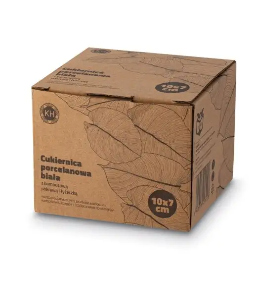 KONIGHOFFER NBC CUKIERNICA/POJEMNIK Z BAMBUSOWĄ POKRYWĄ 10X7CM BIAŁA+ ŁYŻECZKA