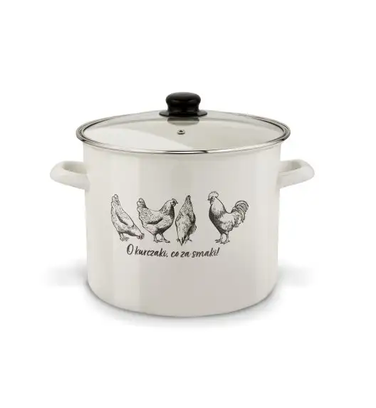TADAR EMALIOWANY GARNEK 26CM O KURCZAKI....POKRYWA/SZ