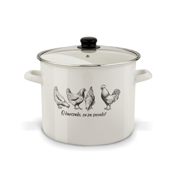 TADAR EMALIOWANY GARNEK 26CM O KURCZAKI....POKRYWA/SZ