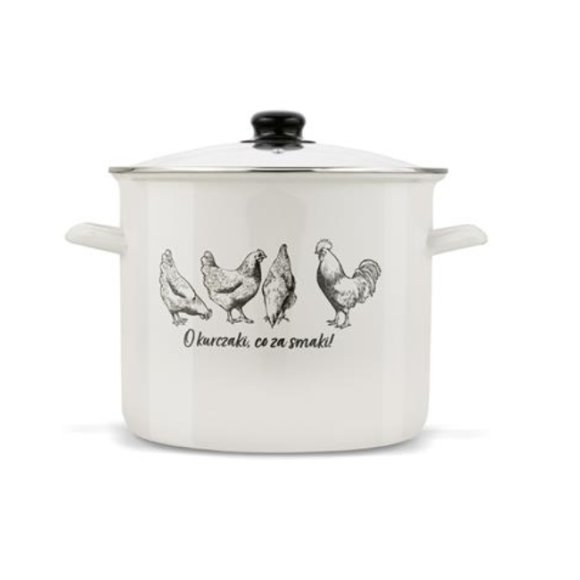 TADAR EMALIOWANY GARNEK 28CM O KURCZAKI....POKRYWA/SZ