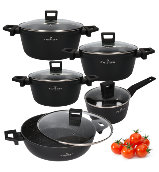 ZWIEGER FORTE Komplet garnków z pokrywkami 10 el / 16, 18, 20, 24, 28 cm / aluminium