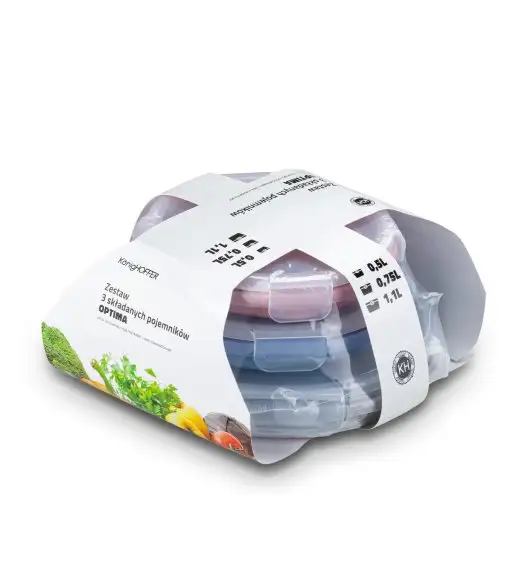 KONIGHOFFER ZESTAW 3 SKŁADANYCH POJEMNIKÓW OPTIMA 0,5L+0,75L+1,1L