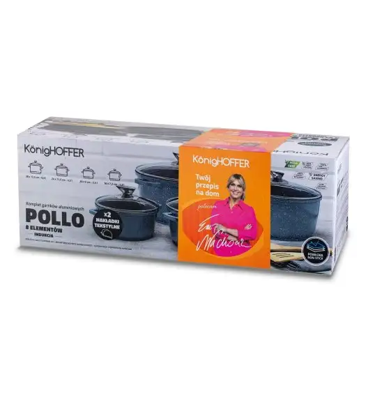 KONIGHOFFER KPL.GARNKÓW ALUM. POLLO 8EL.(16,20,24,28) Z/P BLUE + 2 NAKŁADKI