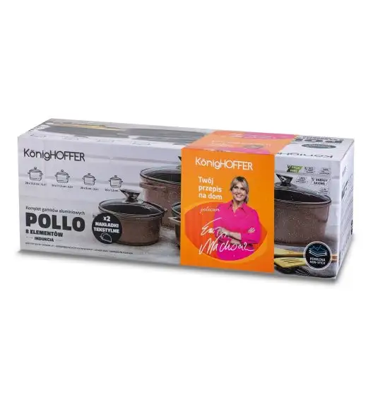 KONIGHOFFER KPL.GARNKÓW ALUM. POLLO 8EL.(16,20,24,28) Z/P BROWN + 2 NAKŁADKI