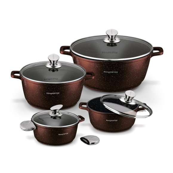 KONIGHOFFER KPL.GARNKÓW ALUM. POLLO 8EL.(16,20,24,28) Z/P BROWN + 2 NAKŁADKI