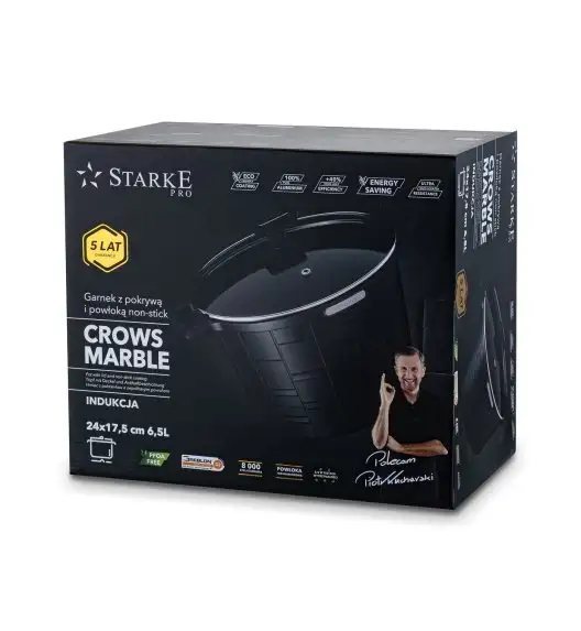 STARKE PRO CROWS MARBLE GARNEK Z POKRYWĄ 24X17,5CM 6,5L