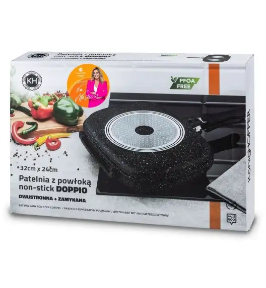 KONIGHOFFER PATELNIA DWUSTRONNA, ZAMYKANA DOPPIO MARBLE 32X24X7,5 CM INDUKCJA