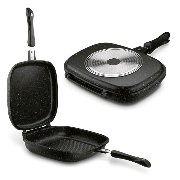 KONIGHOFFER PATELNIA DWUSTRONNA, ZAMYKANA DOPPIO MARBLE 32X24X7,5 CM INDUKCJA