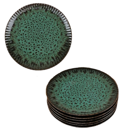 LUBIANA STONEWARE COSMOS ZIELONY / 6x Talerz deserowy 20,5 cm / odcień zieleni